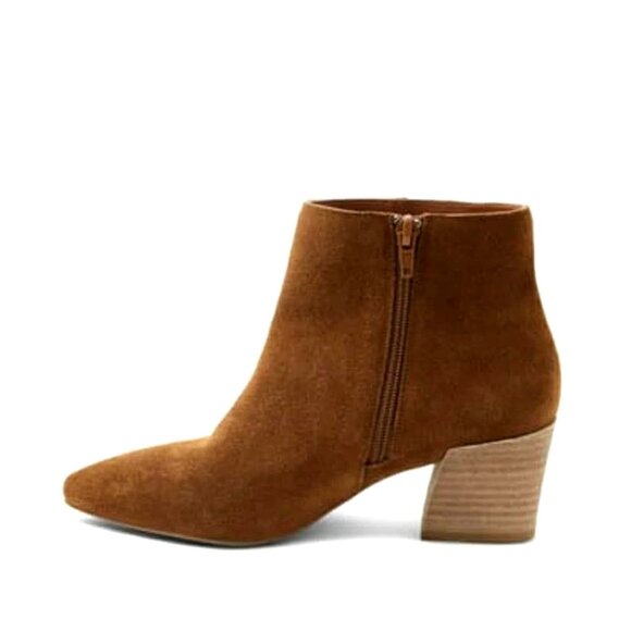 Kensie 10 Boots Real Suede Leather Ankle Bootie Shoes Pointed Toe Classic Brown - Picture 7 of 12